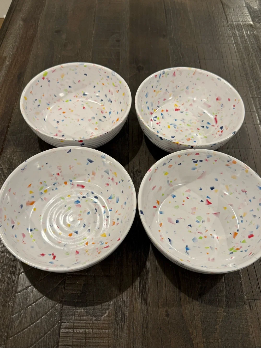 Nautica Set of 4 Home White Confetti Colorful Pattern Melamine Bowls New
